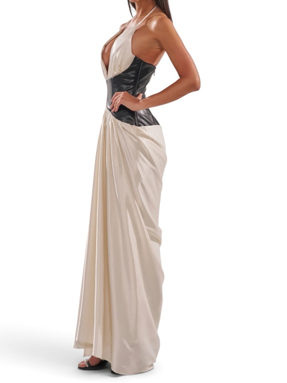 NWT AKIRA SCARLETT HALTER LEATHER CORSET MAXI DRESS - Picture 3 of 5